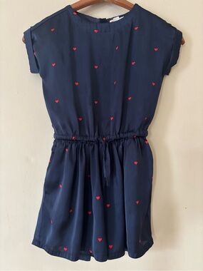 Crewcuts Navy Dress with Red Heart Motif